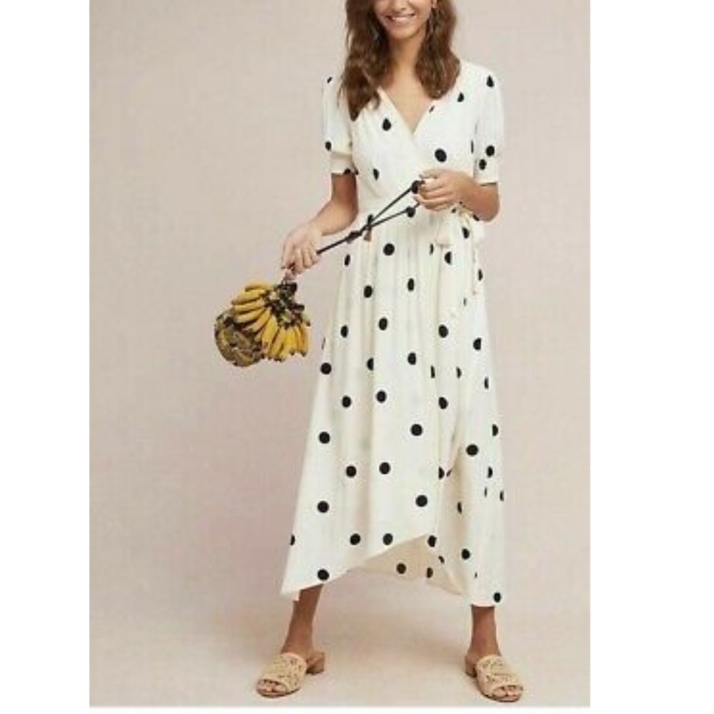 Anthropologie Maeve Polka Dot Wrap Dress